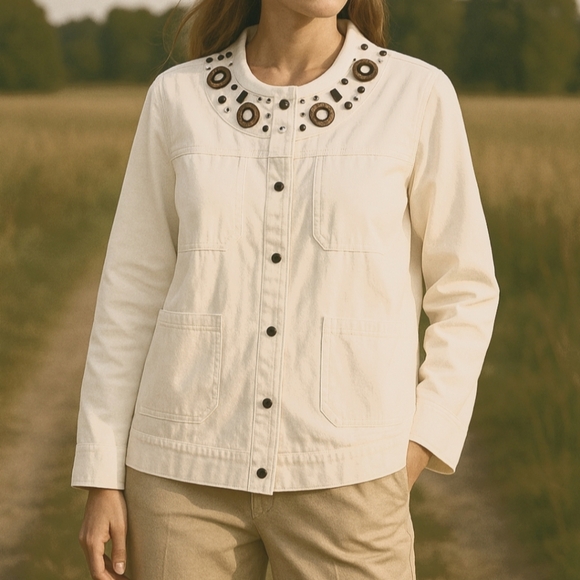 💙 JM Collection Cream Jacket - Picture 1 of 13
